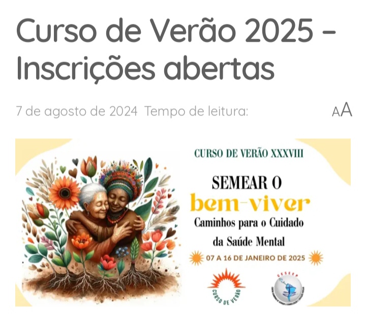 Inscrições Abertas Curso de Verão 2025